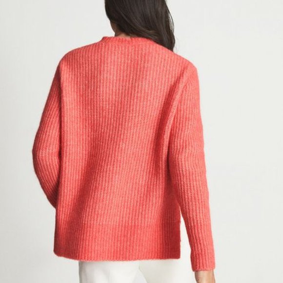 REISS Emma Waffle Knit Coral Jumper Sweater (Medium) - Picture 2 of 10